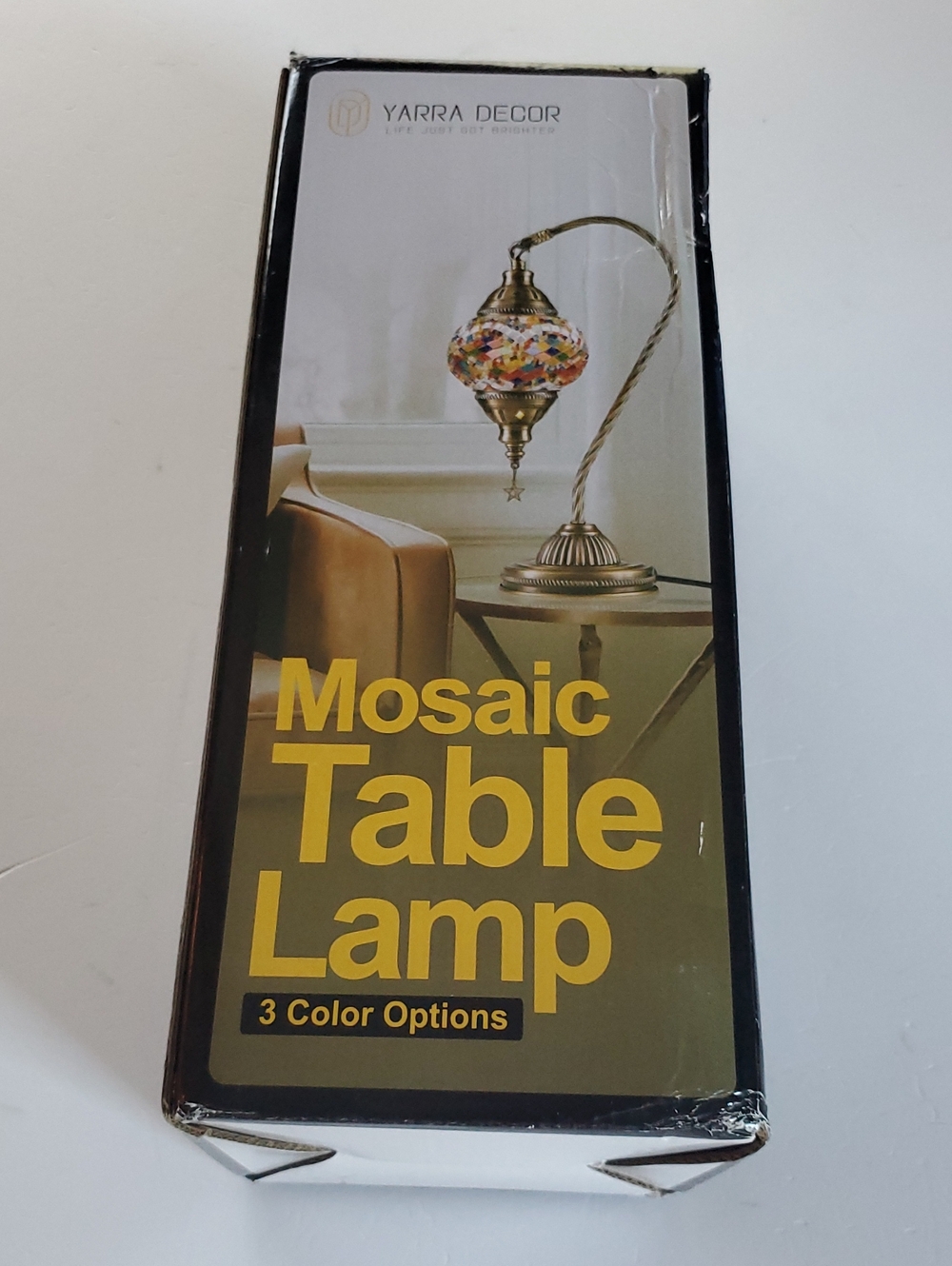 Mosaic Table Lamp - Multicolor Glass with Brass Finish